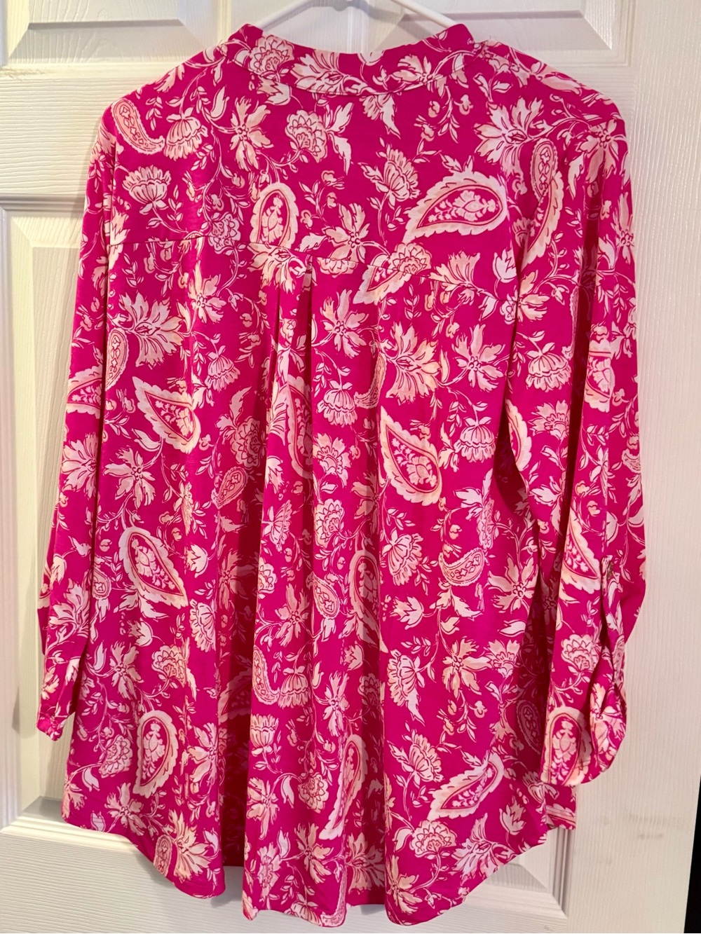 Women's Bright Pink Paisley Floral Top - Picture 5 of 6